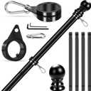 House Flag Pole, REERON 5 FT Metal Spinning Flag Poles Kit, 1" Tangle Free Stainless Steel Flagpole with 360 Flagpole Rings for Outside House Porch Residential Wall Mount for 3x5 Flag,Without Bracket