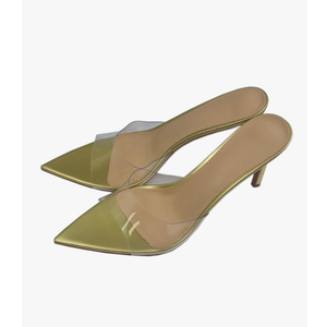 Clear Pointed Open Toe Heels for Women Summer Slip on Mules Sexy Stiletto Heeled Sandals Party Wedding Prom Dress Casual Shoes, Size 38