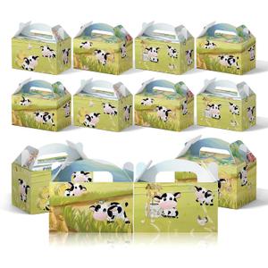 HIDEINLUCK Cow Birthday Party Decorations Treat Boxes Cow Party Favor Bags Goodie Candy Boxes Cow Print Bags for Cow Themed Party Decorations