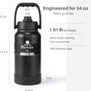 64oz Water Bottle,Half Gallon Stainless Steel Insulated Bottle with Leak Proof Dual-Mode Lid,Straw & Chug Drinking,Large Handle,Keeps Cold 24H Hot 12H for Gym,Outdoor & Use (Midnight Black)