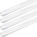 LightingWill LED T8 Light Tube 2FT, Warm White 3000K-3500K, Dual-End Powered Ballast Bypass, 1000Lumens 10W (24W Equivalent), Frosted Cover, AC85-265V Lighting Tube Fixtures, 4 Pack