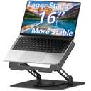TAPMEI Adjustable Laptop Stand, 360 Rotating Computer Riser, Stable Base Stand Holder for MacBook Pro/Air Notebook up to 16 Inches, Black