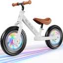 MetBelle Toddler Balance Bike 1-3 Year Old,12" No Pedal Kids Indoor Outdoor Toy Bike 2-5 Years Old with Tool-Free Adjustments Seat, Lightweight First Bike Gift for 2-3 Boys Girls (White)