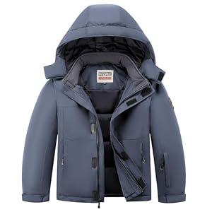 WULFUL Kid's Waterproof Ski Jacket Warm Fleece Hooded Boy's and Girl's Winter Snow Coat Outwear, Windproof RainCoat 14-16Y