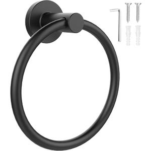 SetSail Towel Holder for Bathroom Wall Matte Black Towel Ring Stainless Steel Hand Towel Holder Heavy Duty Towel Hanger for Bath, Kitchen (1 pack)
