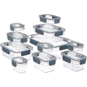 Amazon Basics Tritan Plastic Food Storage Containers - Tritan Plastic Locking, Air Tight, 11 Containers with Lids, 22 Pieces, Clear