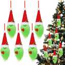 6 Pcs Green Monster Christmas Tree Ornaments Lime Green Furry Gnome Ornaments Christmas Gnome Ornaments for Home Tiered Tray Decor Christmas Tree Decor Gifts