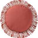 Indigo Ink - Decorative Throw Pillows for Couch or Bed, Boho Home Dcor Round Cotton 20" x 20" Pillow with Tassels (Tufted Medallion Collection, Ginger Spice)