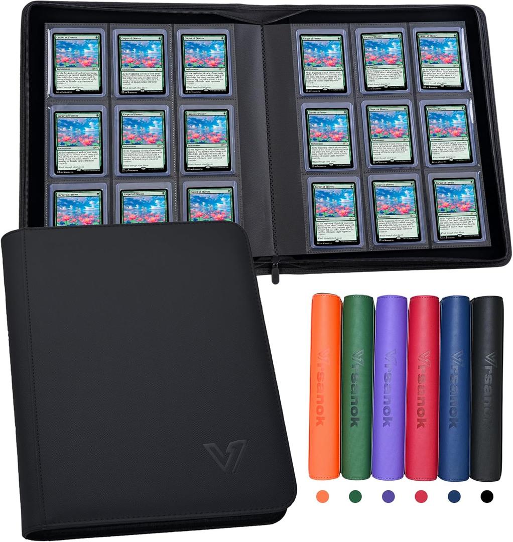 Top Loader Binder 9 Pocket,Holds 324 Top Loaders,Toploaders Binder 9 Pocket for 3" x 4"Rigid Cards,Double Sided Card Binder Abulm in 3"x4"Toploaders for Trading Cards (Black)