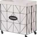 Collapsible Laundry Hamper with Wheels,Capacity and Removable Liner, Sturdy Metal Frame for Clothes Storage and Transport (110L-LX-Black), Large