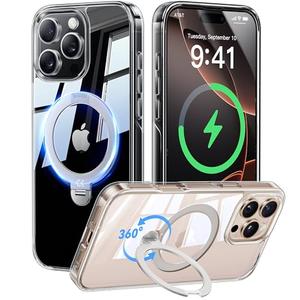 CASEKOO Titanium 360° Rotatable Magnetic Stand for iPhone 16 Pro Max Case [Compatible with Magsafe][16FT Military Protection] Slim Phone 16 ProMax Case with Stand Ring Kickstand 6.9'', Clear