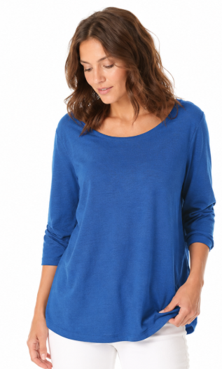 Women's Casual 3/4 Sleeve Tunics Loose Fit Scoop Neck Blouse Top, M