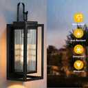 2 Pack Outdoor Wall Lights for House Exterior, 18 Inch Large Black Modern Lantern with Dual Metal Frame & Textured Glass, IP65 Waterproof (Bulbs Included)