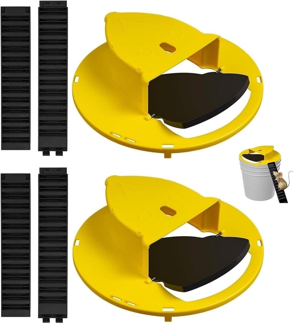 Mouse Trap Bucket with Flip Lid, Auto-Reset Humane Mouse Rat Trap Bucket Lid, 5-Gallon Bucket Compatible, Efficient for Indoor and Outdoor Use(2 Pack) a