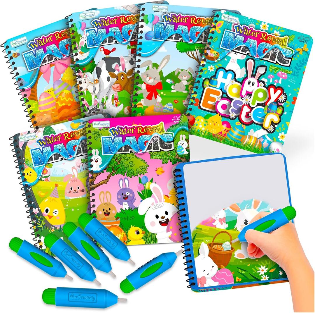 ArtCreativity Easter Basket Stuffers for Toddlers, 6 Pack Easter Water Coloring Books for Kids, Easter Basket Essentials, Easter Activities Kids, Easter Basket Stuffers, Easter Toys, Easter Basket Ideas Gifts