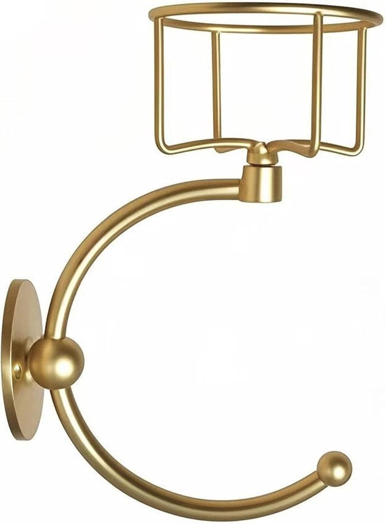 Towel Holder Matt Black Hand Towel Ring for Bathroom Wall Mounted, Heavy Duty Towel Hook with Candle Holder for Bathroom Wall Decoration (Black) (Gold)