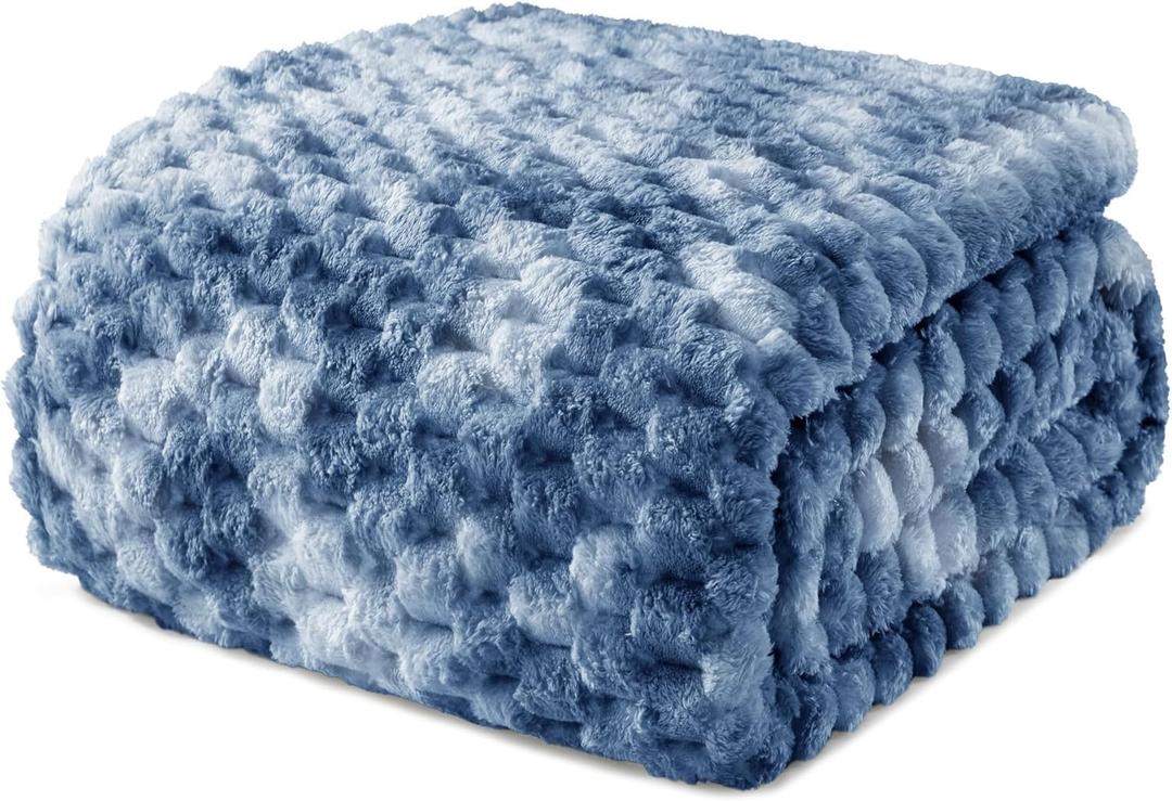 Exclusivo Mezcla King Size Blanket for Bed, 90x104 Inches Soft Cozy Warm Plush Blanket, Fleece Blanket All Seasons Use, Tie-dye Stone Blue