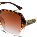 FEISEDY Polarized Women Square Sunglasses Sparkling Composite Shiny Frame B2289