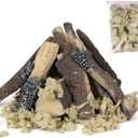 QuliMetal 10PCS Gas Fireplace Logs Set with 6 Oz Glowing Embers  for Indoor/Outdoor Gas, Propane, Electric, Vented, and Fire Pits  Realistic Fake Logs for Fire Pit, Fireplaces and Inserts