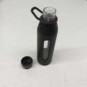 Takeya Glass Water Bottle with Silicone Sleeve and Twist Cap, 22 Ounce, Black