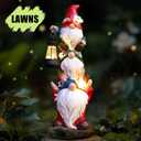 twinbling 17 in Large Garden Gnome Statue with Solar Lights Sculptures Funny Triple Big Gnome Outdoor Patio Lawn Yard Balcony Garden Home Decor Gifts for Women Mom