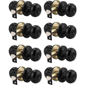 Probrico Black Door Knobs Interior, Bedroom/Bedroom Door Locks Interior, Black Privacy Door Knobs with Lock, Round Door Handle Knobsets, 8 Pack