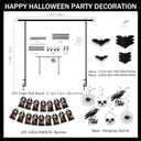 Halloween Party Decorations Set with Over The Table Rod Stand with Clamps,pskeleton,spider web Banner, Hanging Swirls,Tablecloth