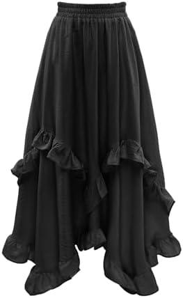 Bridesmay Women's Renaissance Festival Costume A-Line Asymmetrical Maxi Skirt with Ruffle Hem 2026 (Black, Small)