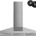 FIREGAS Range Hood 36 inch with Ducted/Ductless Convertible, 450 CFM Stainless Steel Wall Mount Chimney-Style Kitchen Hood, Over Stove Vent Hood with 3 Speed Fan, Charcoal Filters