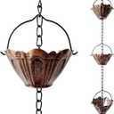 Copper Lotus Rain Chain 8.7 FT, Decorative Metal Rain Catcher with 12 Cups, Gutter Downspout Replacement