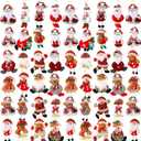 Suzile 50 Pcs Christmas Tree Plush Ornaments, Santa Bear Snowman Xmas Decorations Traditional Christmas Hanging Tree Pendant Rustic Doll Ornaments for Holiday Party Supplies