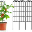 ARIFARO 37.5'' Metal Garden Trellis for Climbing Plants,(Pack of 4) Indoor/Outdoor Sturdy Plant Trellis for Potted Plants,House Plants, Climbing Vines, Black