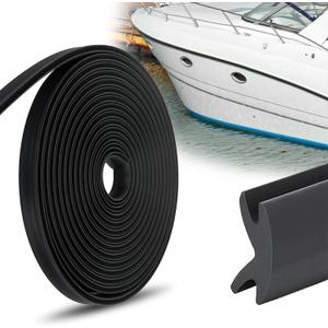 AIWFL 50.85 FT Black Boat Rub Rail Replacement, 3/4 x 3/8 Inches Flexible Rub Rail Vinyl Insert for Boats, PVC Boat Bumper Insert
