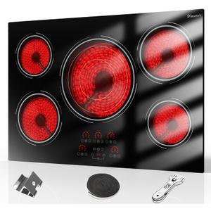 30 Inch Electric Cooktop 9000W Built-in 5 Burner 240V Hard Wired, 30 Inch D590137