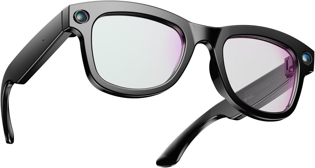 QxzPower 1080P HD AI Smart Camera Glasses, 8MP Camera Bluetooth 5.4 Recording Glasses, Dual Mic ENC Noise Reduction, Blue Light Filtering Lenses, Video Glasses with Men and Women, M01Pro White