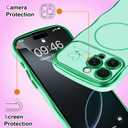 Fiyart Designed for iPhone 16 Pro Max Case, Cute Wave Frame Curly Shape Love Hearts Plating for Women Girls Camera Protection Compatible with MagSafe Magnetic Shockproof Bumper 6.9"-Green