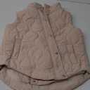 EVALESS Cropped Puffer Vest Women Lightweight Quilted Stand Collar Sleeveless Jackets Fall Winter 2025 Button Zip Up Coat (Medium, Apricot Pink)