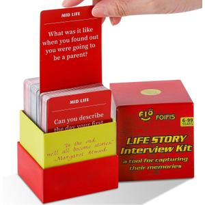 200 Life Story Interview Kit Cards-Guided Voice Journal and Memory Keepsake Gift Box for Parents and Grandparents-Get to Know Their Unique Life Story with 200 Curated Questiones