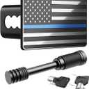 Heavy American Flag Metal Trailer Hitch Cover for 2 inch Receivers, Tow Hitch Covers 2 Inch for Truck Accessories with 5/8-Inch Pin Diameter Trailer Hitch Lock, Silver Blue