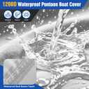 1200D Pontoon Boat Cover with Support Poles 2 Pack, Heavy Duty Pontoon Boat Cover, 17-20 ft Boat Cover for Pontoon with Motor Cover, Adjustable 14 Tie Down Straps,Gray