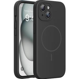 Miracase Magnetic for iPhone 15 Case, [Soft Anti-Scratch Microfiber Lining], Compatible with MagSafe, Liquid Silicone Case Shockproof Drop Protection Phone Case for 15, Black Magnetic
