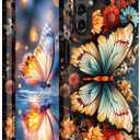 Hocase for Galaxy A14 5G Case, Heavy Duty Shockproof Protection Soft Silicone Rubber Bumper+Hard Plastic Hybrid Protective Case for Samsung Galaxy A14 5G (6.6" Display) 2023 - Butterfly on Flowers