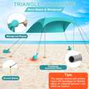 Beach Tent Sun Shelter UPF50+ with Sandbags, Sand Shovel & Windproof Poles - Portable Pop Up Canopy for Beach, Camping, Picnics, Backyard & Fishing (Cyan,6.9x6.5FT)