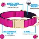 Didog Soft Padded Dog Collars for Medium Dogs, Colorful and Durable Dog Collar with Quick Release Buckle, Light and Breathable for Daily Walking, Rose Purple, M (M: Neck Adjustable 13-20")