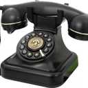 Retro Landline Phone for Home, TelPal Corded Black Old Fashion Phone, 1930's Push Button Antique Telephone, Large Button Vintage Telephone, Power Outage Safe, Redial Button, Classic Retro House Phones