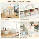 8 Pack Plastic Storage Bins with Bamboo Lids - Stackable Storage Baskets with Handle for Pantry Organizer and Storage, Plastic Containers Bins Lidded Storage Bins for Classroom Office Shelves