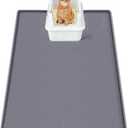 SORKUT Cat Litter Mat 34x22 Inch, Large Silicone Litter Box Mat for Floor Protection, Waterproof & Non-Slip, Soft for Cat Paws, Easy to Clean, Leak-Proof Edge, Gray
