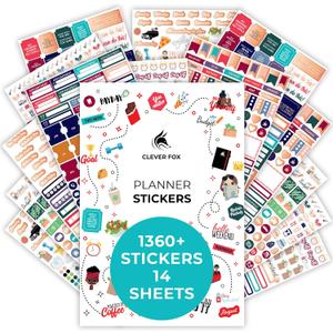 Clever Fox Planner Stickers  Monthly, Weekly & Daily Unique Planner Stickers 14 Sheets Set of 1360+ (Value Pack)