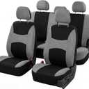 FH Group Car Seat Cover Light Breezy Gray Seat Cover Flat Foam Padding Cloth Full Set Automotive Seat Covers,Airbag Compatible & Split Rear Universal Fit Interior Accessories for Cars Trucks and SUV,  Gray, Full Set