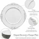50PCS Antique White Charger Plates Bulk- 13in Embossed Reusable Chargers